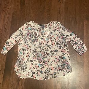 Torrid Floral Blouse - White, Pink, Blue